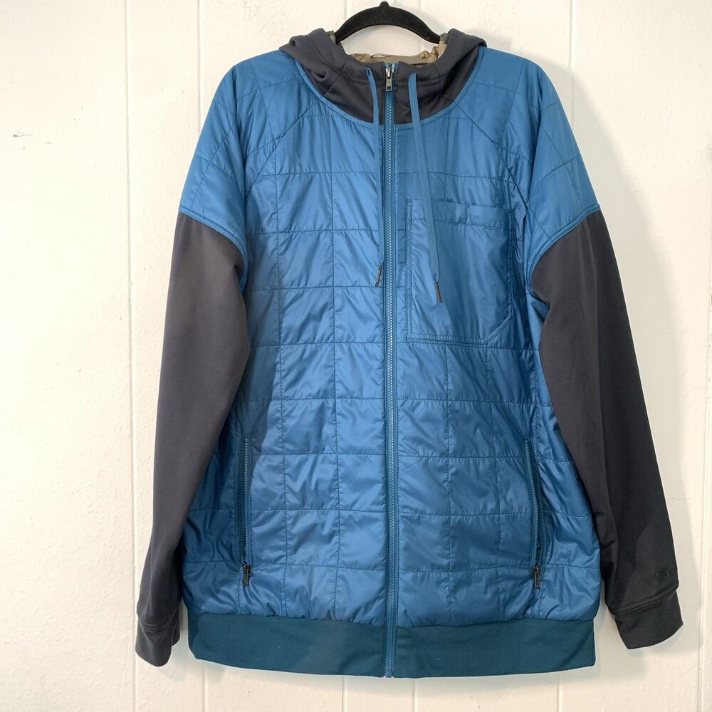 Marmot Mens 2XL Hoodie Jacket Coat Martis Peak Quilted Blue Camping Outdoors Zip